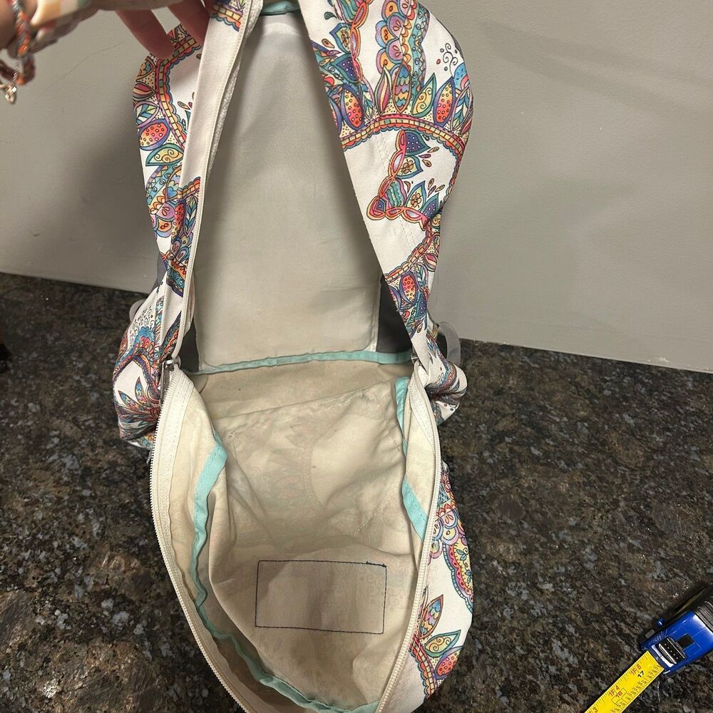 Jansport Superbreak White Boho Paisley Print Classic Single Compartment Backpack - Picture 10 of 10